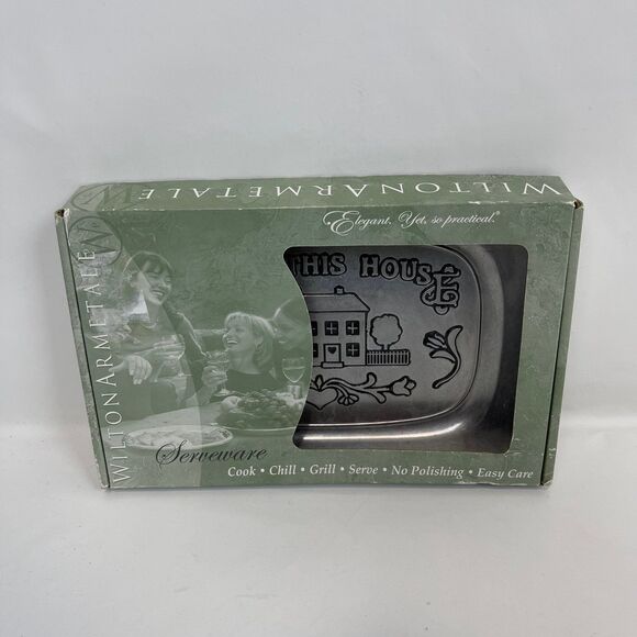 WILTON ARMETALE Bless This House Tray 11” X 7” Metal Serveware - Picture 1 of 7